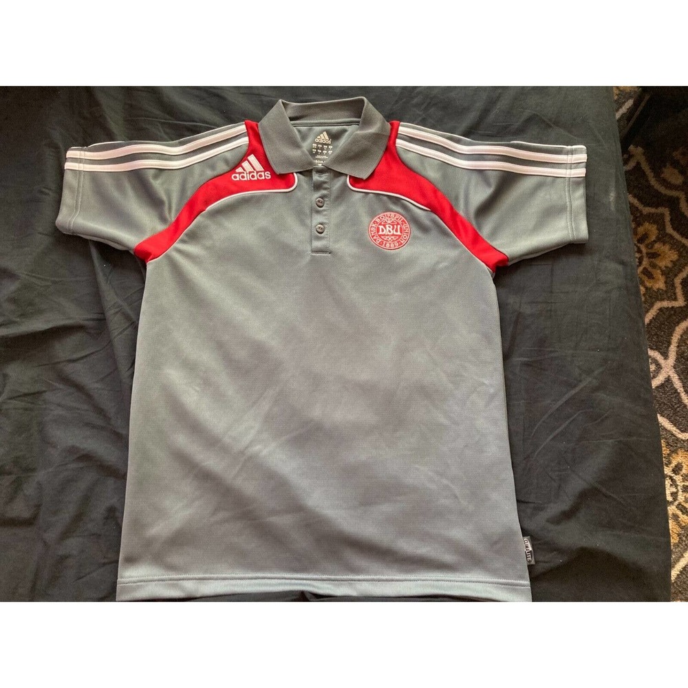 Adidas Mens Denmark National Team Grey Short Sleeve Football Shirt Size Small